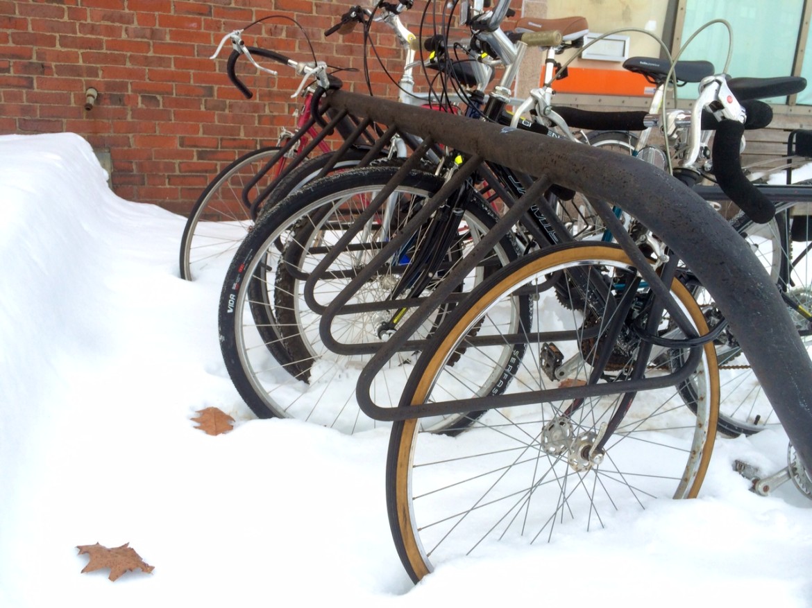 File photo: Snowed-in bikes outside Green Street station