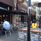The patio at Canary Square, 435 S. Huntington Ave.