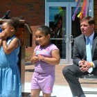 Nurtury students and Mayor Marty Walsh at the ribbon cutting for the Nurtury Learning Lab on June 16, 2014.