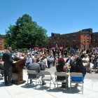 View of the crowd gathered for the ribbon cutting at the Nurtury Learning Lab on June 16, 2014.