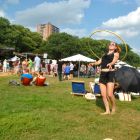 Katberry works the hula hoop at the Jamaica Plain Music Festival, Saturday, Sept. 6, 2014.