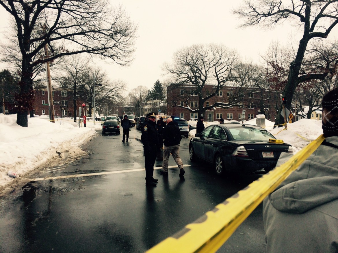 Scene of fatal shooting at 891 Centre St., Wednesday, Feb. 11, 2105.