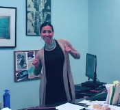 Sen. Sonia Chang-Diaz, D-JP, does the "Running Man" in this still from a video supporting the Transgender Rights Bill, which she sponsored.