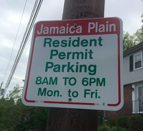 Resident parking sign in Moss Hill