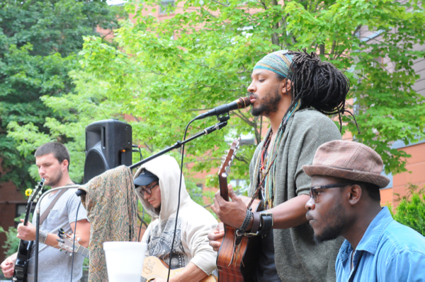 Ancestors in Training deliver a subdued groove at the Julia Martin House stage at JP Porchfest on Saturday, July 9, 2016.